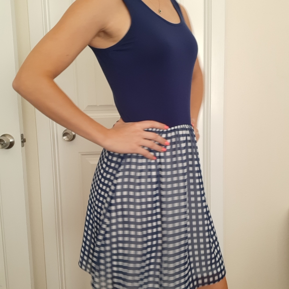 Blue and plaid Charming Charlie mini dress